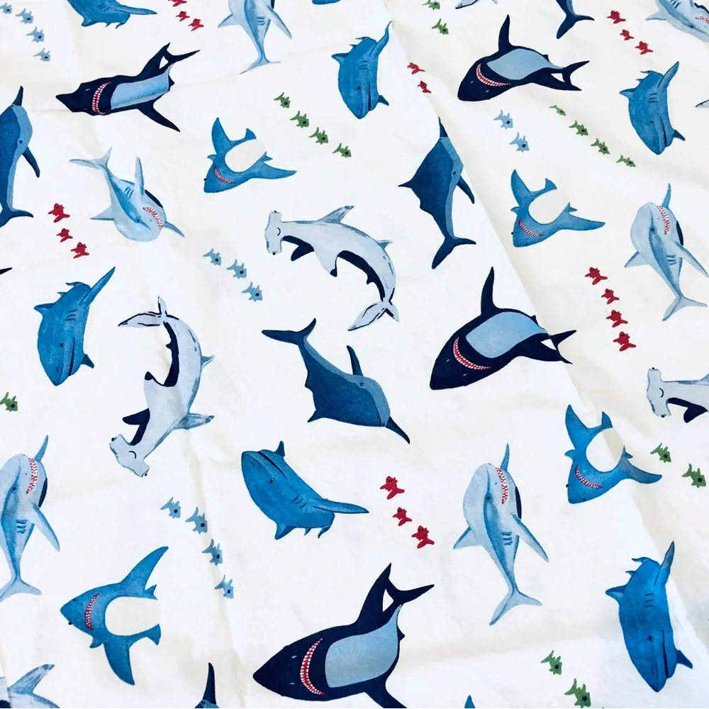 Pottery Barn sheet twin kids bedroom whales ocean surf beach nautical co…
